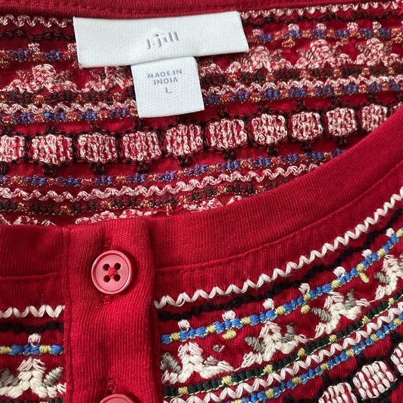 J. Jill Embroidered Style Knit Top - Picture 9 of 12